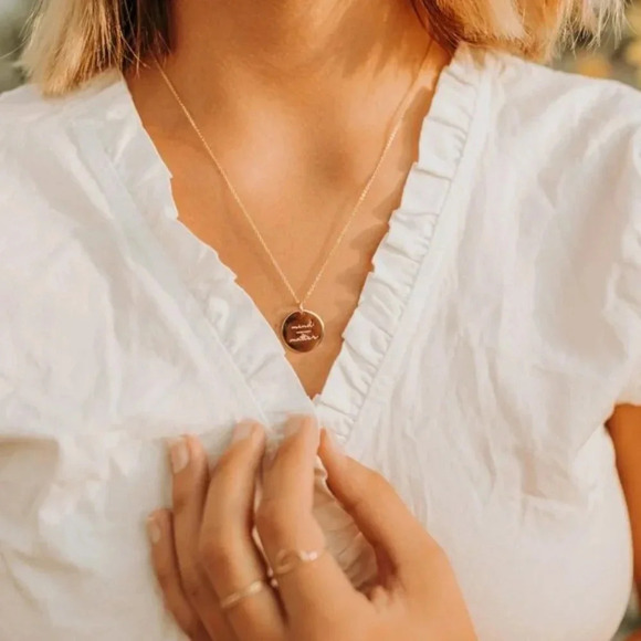 Mind over Matter Gold Round Disc Charm Necklace - Picture 10 of 11